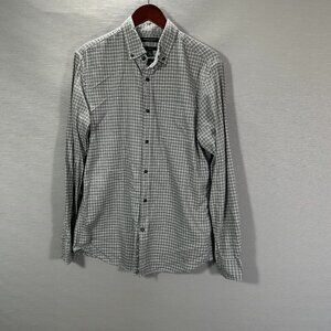 Banana Republic Shirt Mens Medium Luxe Flannel Button Down Cotton Gray Plaid